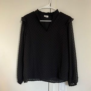 JCREW XS Black Polka Dot Blouse